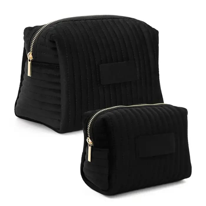 Trousse de Maquillage Personnalisée Grande Capacité en Velours avec Fermeture Éclair