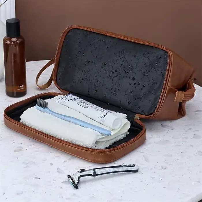 Trousse de toilette en cuir pour hommes et femmes