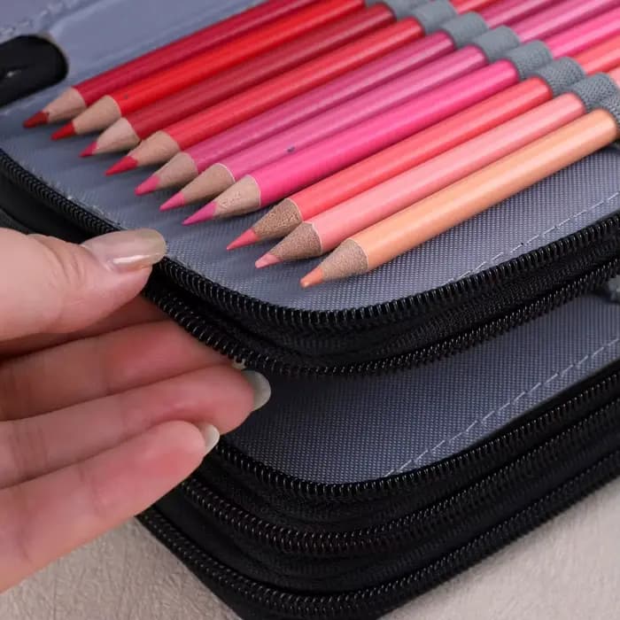 Trousse à crayons en velours côtelé