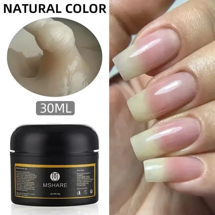 MSHARE 30g aspect naturel Poly ongles acrylique Gel Extensions d'ongles constructeur UV Led Acrylgel cristal clair Gel