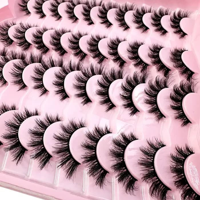 20 paires 5D cils moelleux D Curl cils épais oeil de chat cils doux vaporeux 8D Volume faux cils Ext