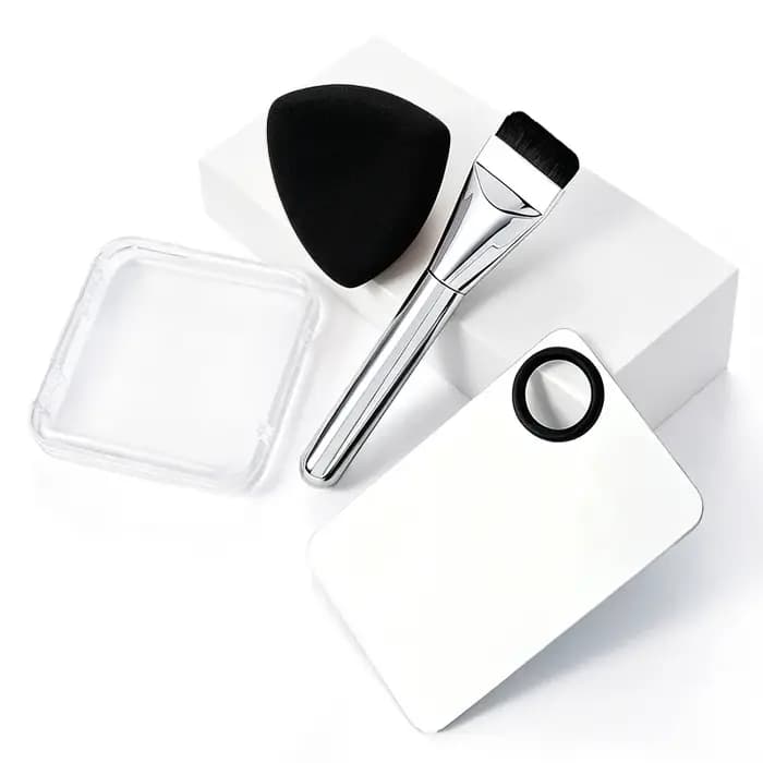 Set Brosse Fond de Teint Plate avec Palette de Mélange