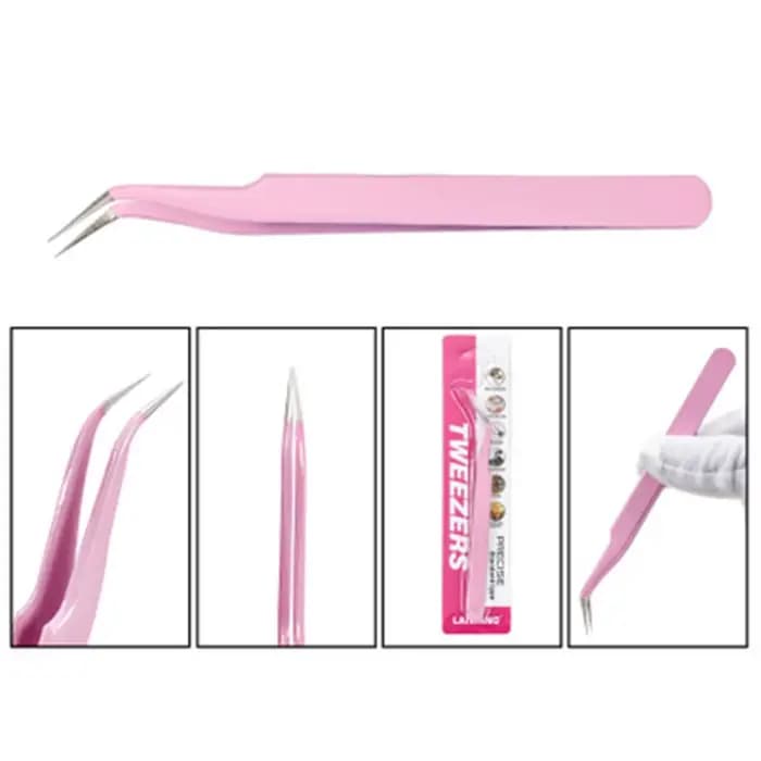 Pincettes en acier inoxydable pour Extension de cils, courbées, droites, Non magnétiques, outils de
