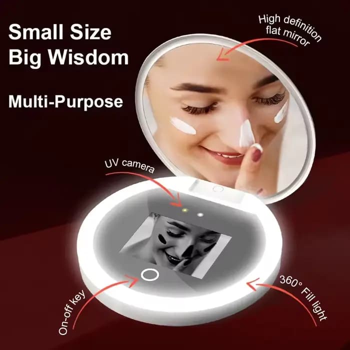 Miroir UV intelligent avec caméra de test de maquillage, miroir visuel du visage avec lumière LED à