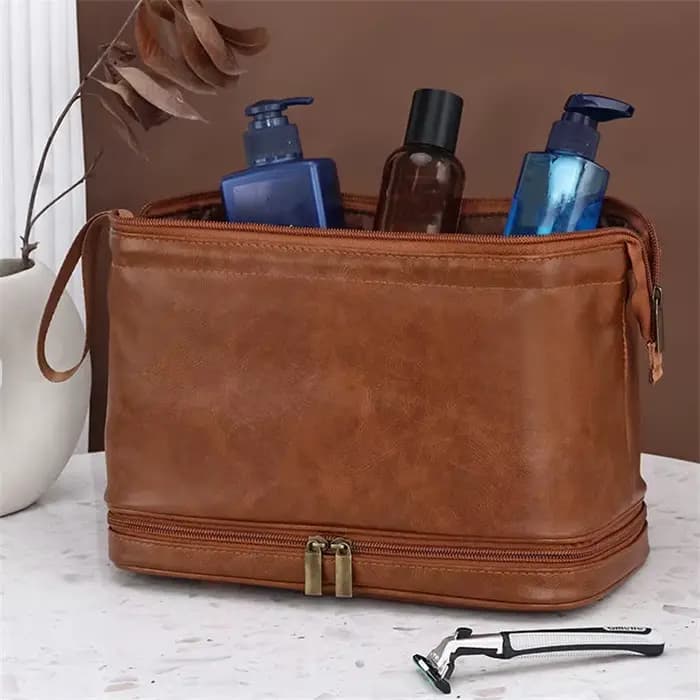 Trousse de toilette en cuir pour hommes et femmes